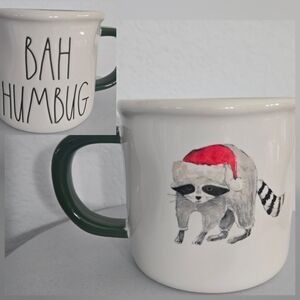 Rae Dunn Bah Humbug double sided Christmas mug holiday santa racoon